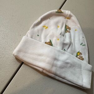 Charming White Baby Hat with Bear Design